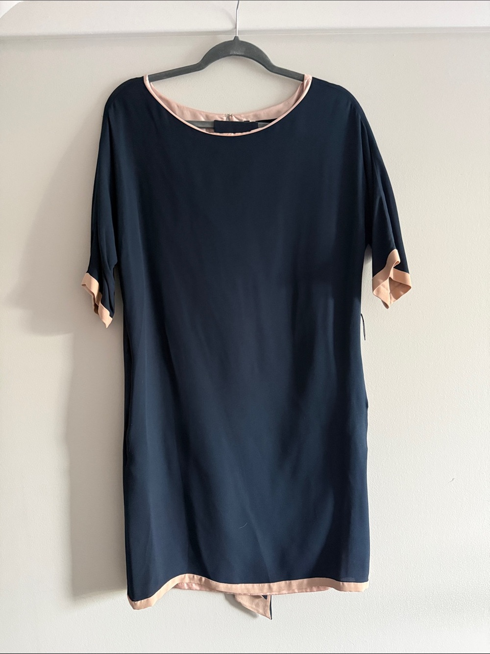 Marc Jacobs Navy Blue Midi Dress with Blush Trim